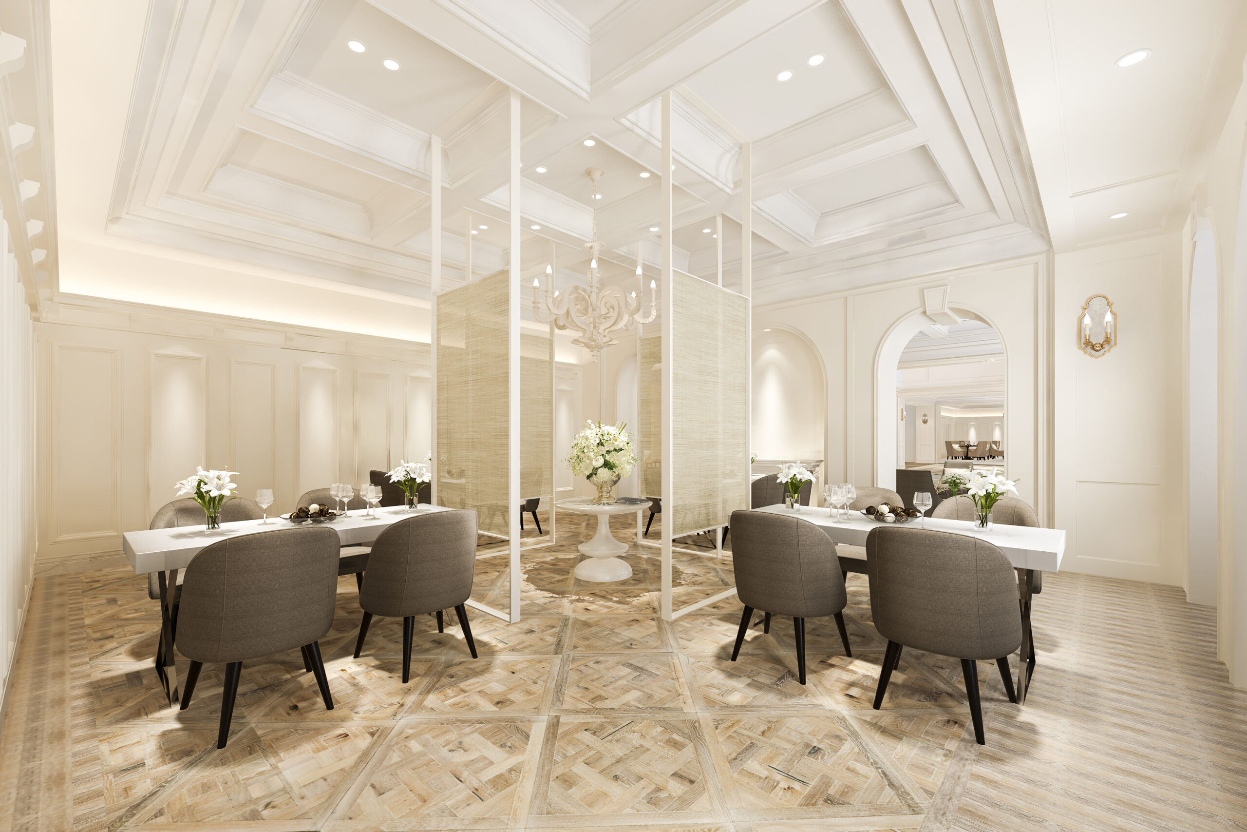 3d renering elegant lounge lobby area and library in sales center